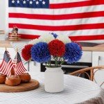 12 Pcs Patriotic Artificial Chrysanthemums for Home Decor