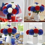 12 Pcs Patriotic Artificial Chrysanthemums for Home Decor