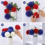 12 Pcs Patriotic Artificial Chrysanthemums for Home Decor