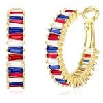 American Flag Hoop Earrings - 14K Gold Plated