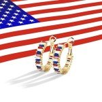 American Flag Hoop Earrings - 14K Gold Plated