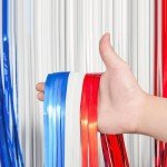 Red, White, and Blue Tinsel Fringe Curtains - 2 Pack