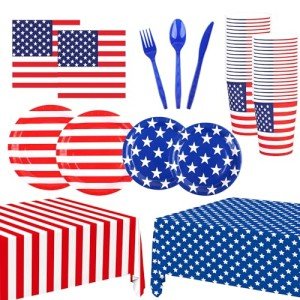 170 PCS American Flag Party Supplies Set