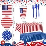 170 PCS American Flag Party Supplies Set