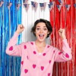 Red, White, and Blue Tinsel Fringe Curtains - 2 Pack