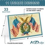 Vintage Patriotic Greeting Cards - 33 Pack Set