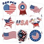 240 Pcs Independence Day Temporary Tattoos for Kids