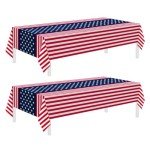 2 Pack Patriotic Disposable Tablecloths for Events