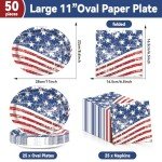 American Flag Oval Paper Plates for Celebrations