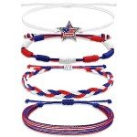 Red, White, and Blue Patriotic Friendship Bracelets - 4 Pack