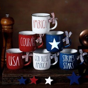 6 Pcs Mini Patriotic Coffee Mugs Set