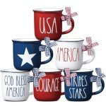 6 Pcs Mini Patriotic Coffee Mugs Set