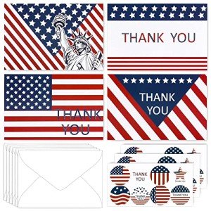 32 Pack Patriotic Thank You Cards with Envelopes