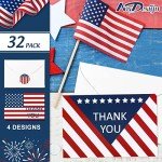 32 Pack Patriotic Thank You Cards with Envelopes