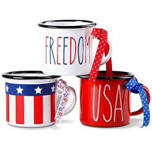 3Pcs Red White Blue Mini Coffee Mugs
