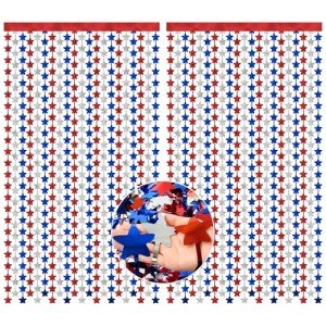 Patriotic Tinsel Backdrop Curtains – 2 Pack