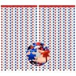 Patriotic Tinsel Backdrop Curtains – 2 Pack