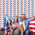Patriotic Tinsel Backdrop Curtains – 2 Pack