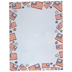 American Flag Border Paper – 60 Patriotic Sheets