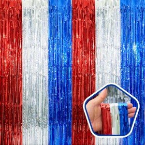 Patriotic Tinsel Curtains Set for Celebrations