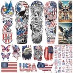 USA Flag Temporary Tattoo Sleeve for Celebrations