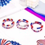 USA Flag Clay Bead Bracelet Set - 6PCS