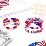 USA Flag Clay Bead Bracelet Set - 6PCS