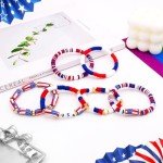 USA Flag Clay Bead Bracelet Set - 6PCS