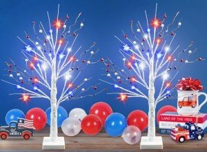 Lighted Patriotic Table Tree with LED Stars