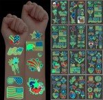 Glow in the Dark 4th of July Tattoos, 90 Pcs