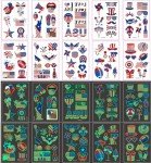 Glow in the Dark 4th of July Tattoos, 90 Pcs