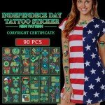 Glow in the Dark 4th of July Tattoos, 90 Pcs