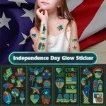 Glow in the Dark 4th of July Tattoos, 90 Pcs