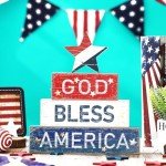 God Bless America Wooden Block Table Centerpieces