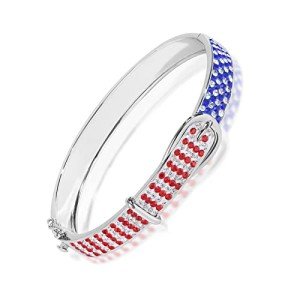 American Flag Bracelet - Silver Red White Blue