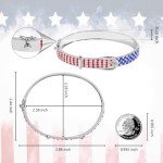 American Flag Bracelet - Silver Red White Blue