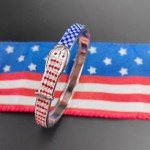 American Flag Bracelet - Silver Red White Blue