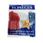 Patriotic Party Cutlery Set - 51 Piece Combo