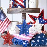 Wooden Glitter Stars - 4th of July Decor Set