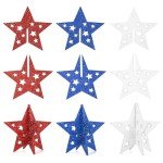 Wooden Glitter Stars - 4th of July Decor Set