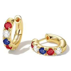 American Flag Hoop Earrings - 14k Gold Plated