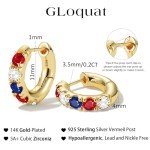 American Flag Hoop Earrings - 14k Gold Plated