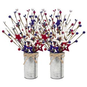 4th of July Artificial Flowers with Metal Pot