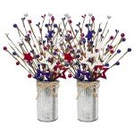 4th of July Artificial Flowers with Metal Pot
