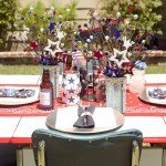 4th of July Artificial Flowers with Metal Pot