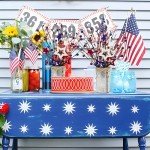 4th of July Artificial Flowers with Metal Pot