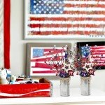 4th of July Artificial Flowers with Metal Pot