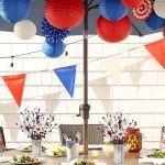 4th of July Artificial Flowers with Metal Pot