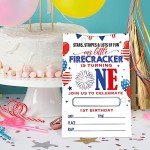Patriotic 1st Birthday Invitations - Set of 20