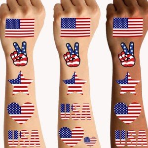102 PCS American Flag Temporary Tattoos for Celebrations